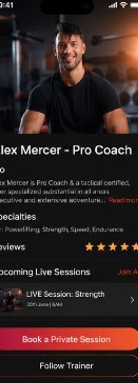 Trainer profile screen