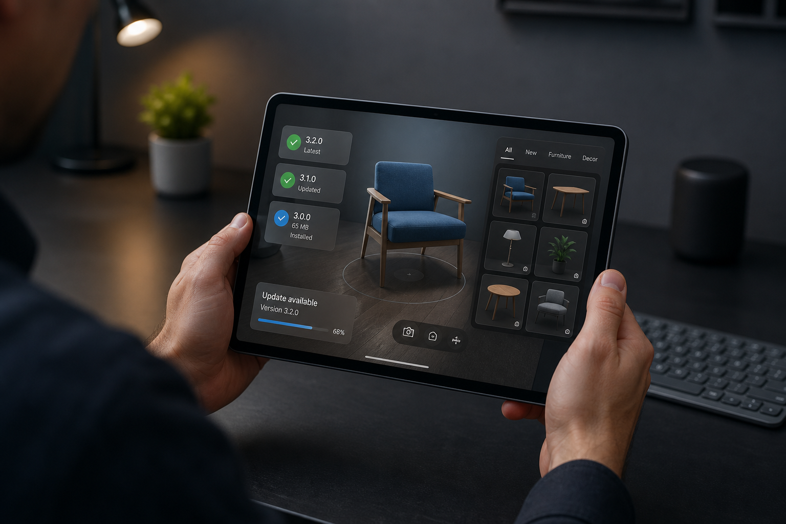AR app content updates and maintenance on a tablet
