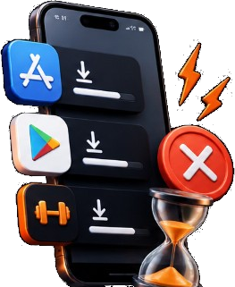 Smartphone with download friction icon