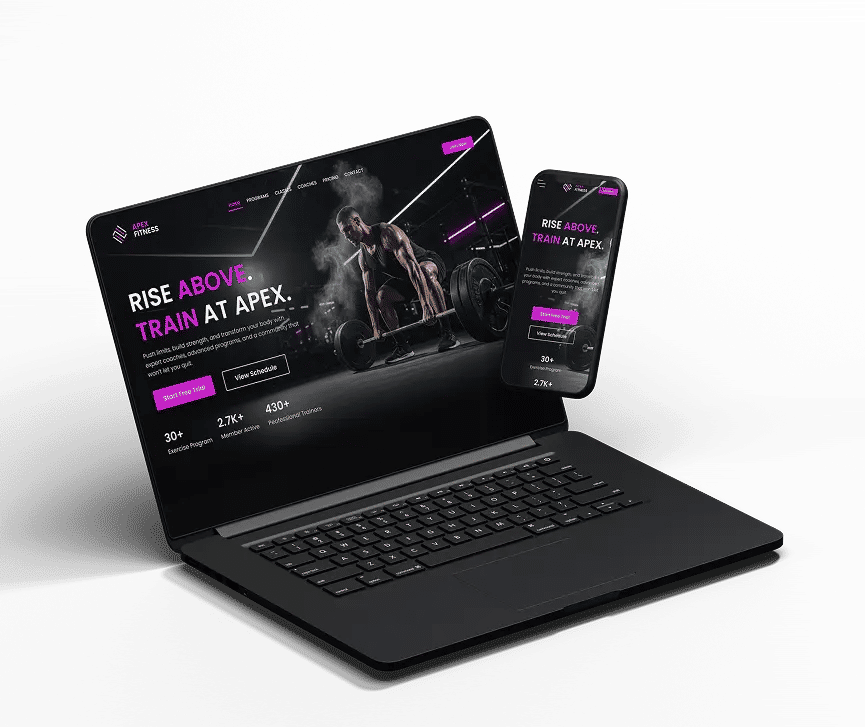 Apex Fitness mobile and web app case study screenshot