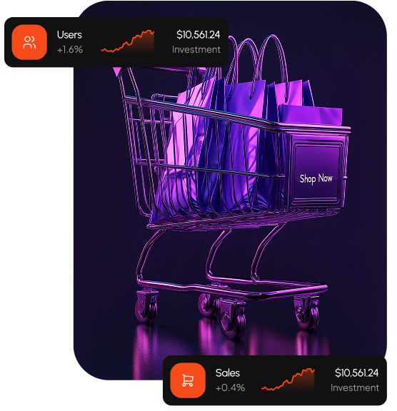 E-commerce mobile app development shopping cart illustration