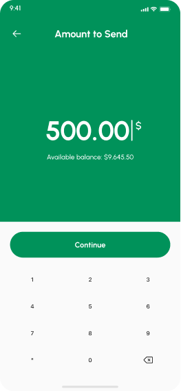 Finexa design — amount to send